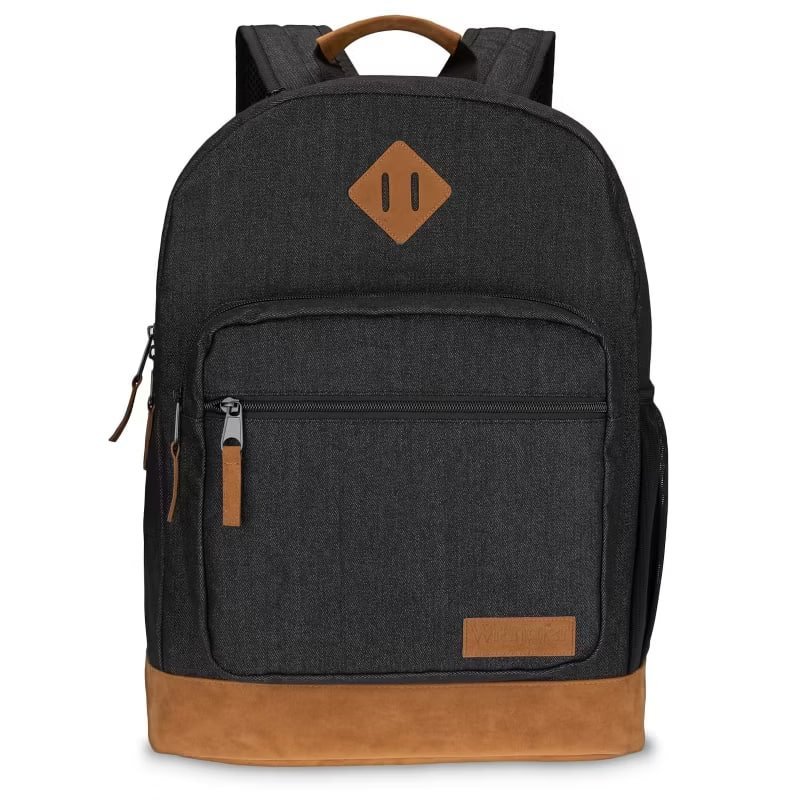 Wrangler 18.5" Yellowstone Laptop Backpack, Water Resistant Classic Logo Casual Daypack, Fits 15.6" Laptop Sleeve Backpacks (Teal Patterned)
