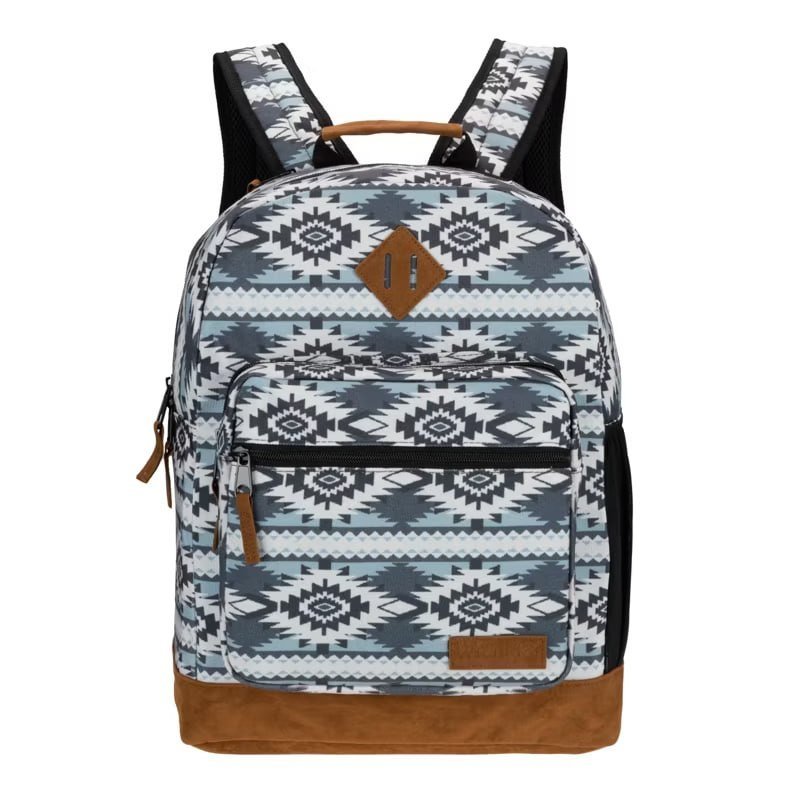 Wrangler 18.5" Yellowstone Laptop Backpack, Water Resistant Classic Logo Casual Daypack, Fits 15.6" Laptop Sleeve Backpacks (Teal Patterned)