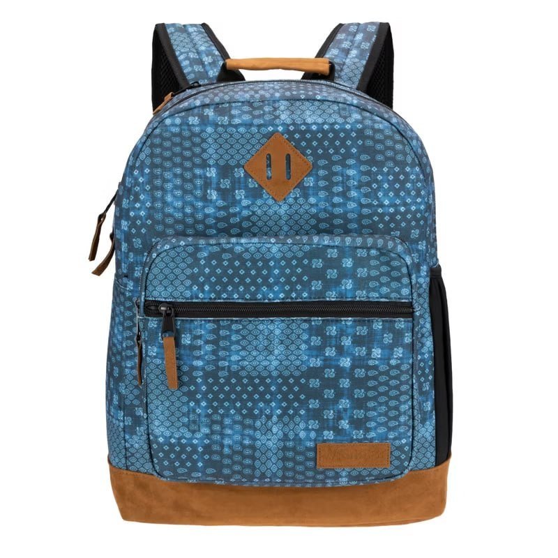 Wrangler 18.5" Yellowstone Laptop Backpack, Water Resistant Classic Logo Casual Daypack, Fits 15.6" Laptop Sleeve Backpacks (Teal Patterned)