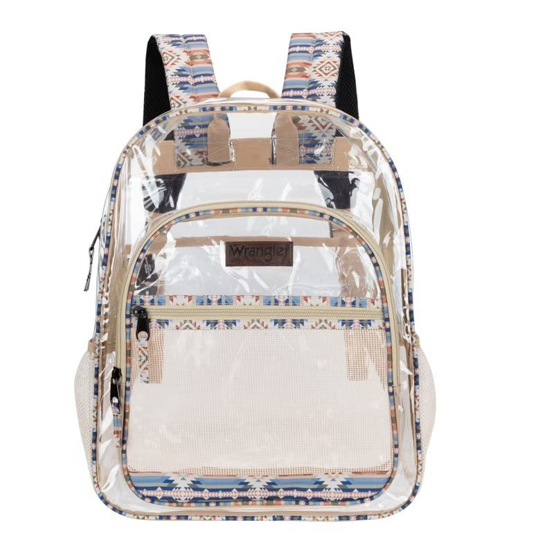 Wrangler 18.5" Stadium Clear Backpacks, Water-Resistant Durable Clear Bags, See Thru Bag for Travel, Casual Use, Stadiums, Concerts, School (Black)