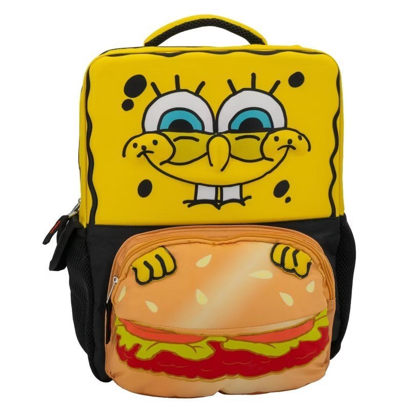 Sponge Bob Square Pants Backpack, 3D Big Face SpongeBob Girls & Boys School Bag 16”
