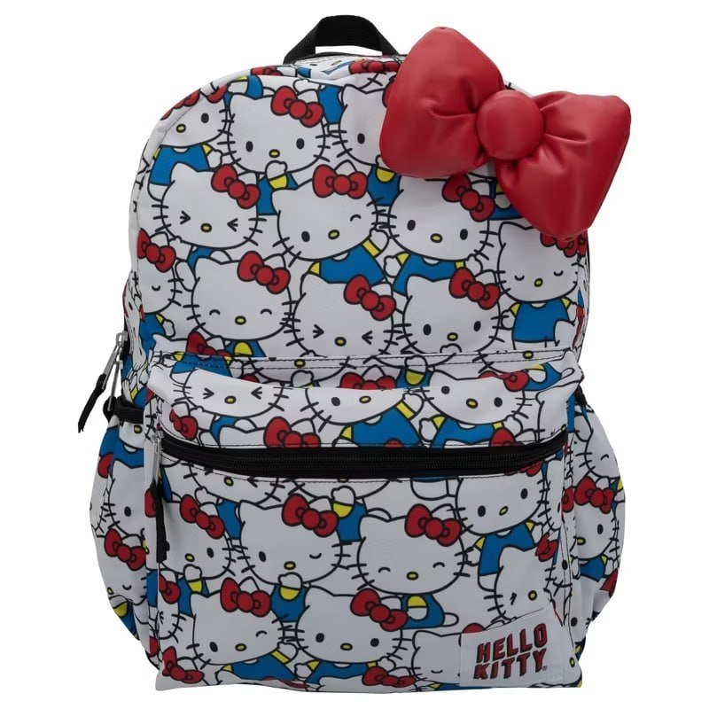 SpongeBob Square Pants Backpack for Boys & Girls, 16” Big Face Nylon Twill Bookbag w/Molded Hamburger Patty Dangle, Yellow