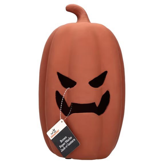 Paper Mache Jack-o'-Lantern Decoration, Black, 13.3", Halloween by Way To Celebrate
