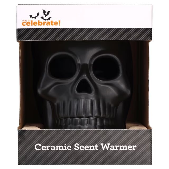Ceramic Skull Electric Wax Warmer, Black, Halloween by Way To Celebrate