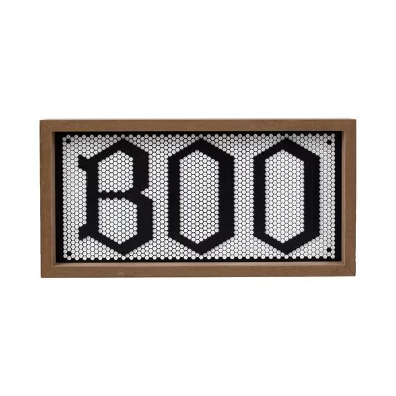 Boo Framed Tabletop Sign Decoration, Black and White, 10" x 5", Halloween by Way To Celebrate
