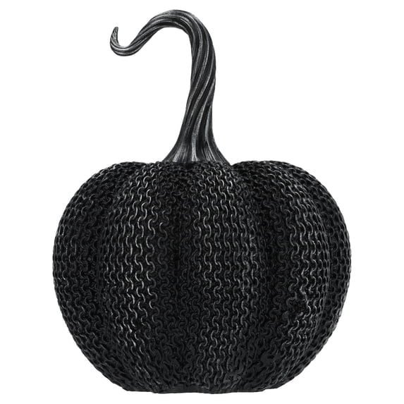 Resin Textured Pumpkin Decoration, Black, 7.9", Halloween by Way To Celebrate