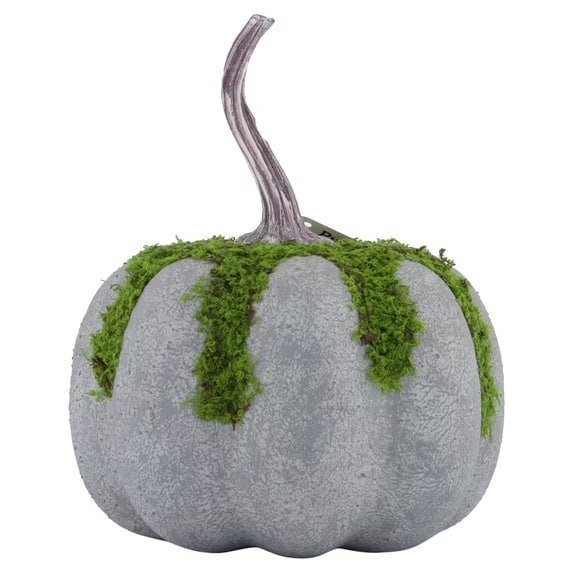 Mossy Pumpkin Decoration, Multicolor, 7.1", Halloween by Way To Celebrate