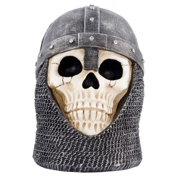 Skull with Knight Helmet Decoration, Gray and White, 7.7", Halloween by Way To Celebrate