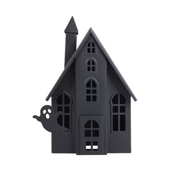 Metal Haunted House Decoration, Black, 12.6", Halloween by Way To Celebrate