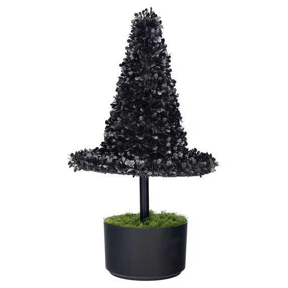 Witch Hat Topiary Decoration, Black, 17.6", Halloween by Way To Celebrate
