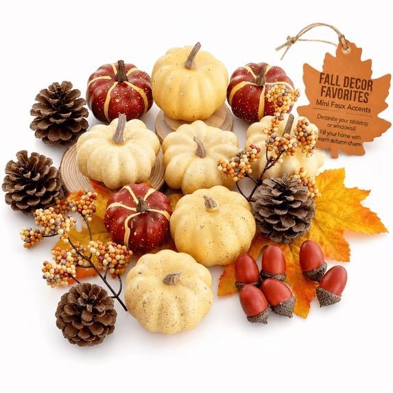 Halloween Fall Decor Home Decorations Autumn Thanksgiving Table Indoor Mini Pumpkins Fake Centerpieces Vase Filler Office Bowl House Acorn