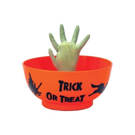 Gemmy 8 in. Prelit Animated Candy Bowl with Hand Tabletop Decor