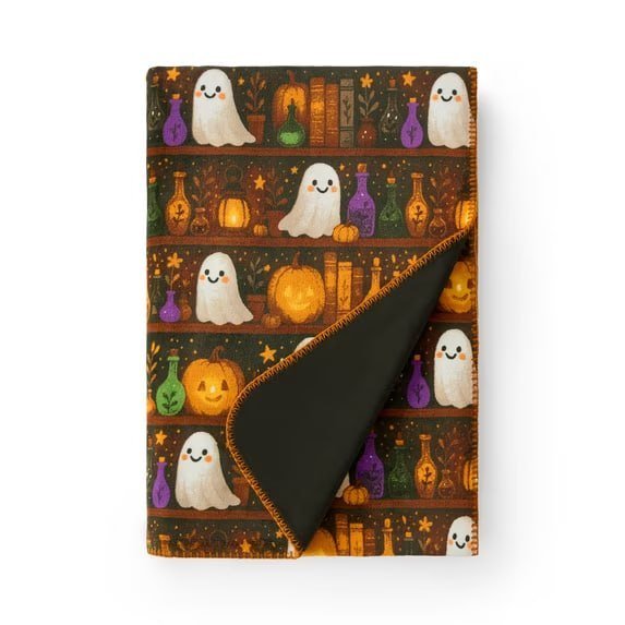 Boo-tique Halloween Soft Fleece Oversized Couch Throw Blanket, Spooky Portraits, Grey, 50 x 72 in