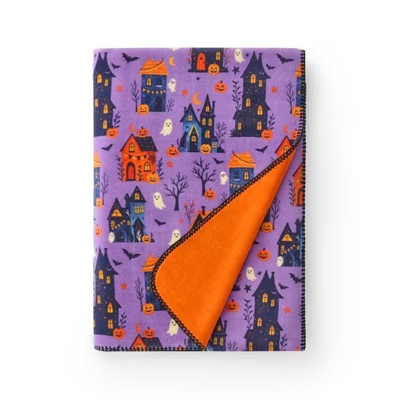 Boo-tique Halloween Soft Fleece Oversized Couch Throw Blanket, Spooky Portraits, Grey, 50 x 72 in