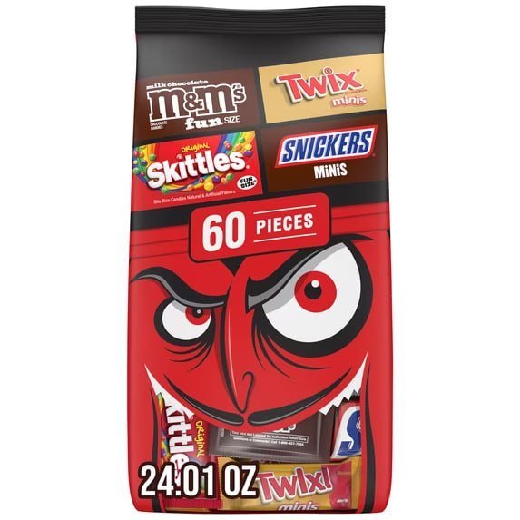 M&M's, Snickers, Skittles & Twix Halloween Candy Variety Pack - 60 Ct Bulk Bag