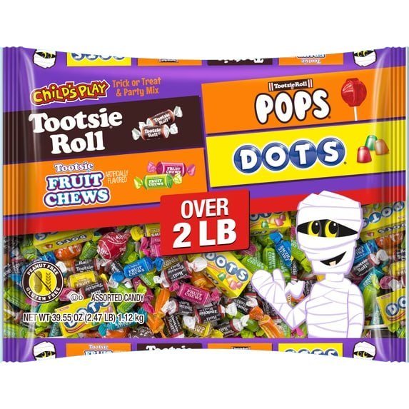 Child's Play Halloween Assorted Candy, 39.55 oz. Bag Peanut-Free, Gluten Free, Contains Milk.