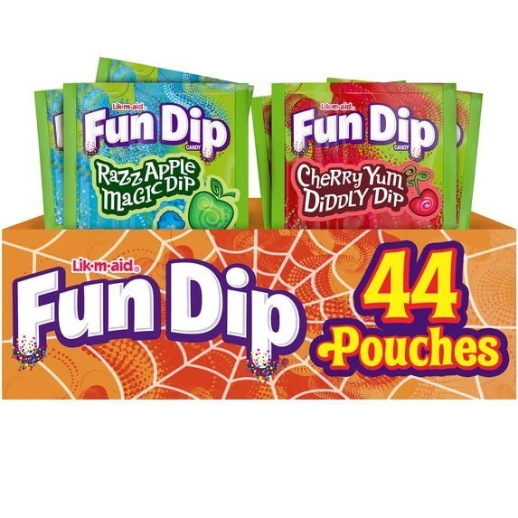 Fun Dip Halloween Razz Apple Magic Dip & Cherry Yum Diddly Dip Candy Pouches, 44 Count Box