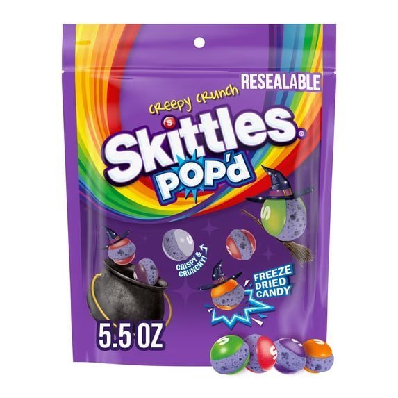 Skittles Pop'd Creepy Crunch Freeze Dried Halloween Candy - 5.5 oz Bag