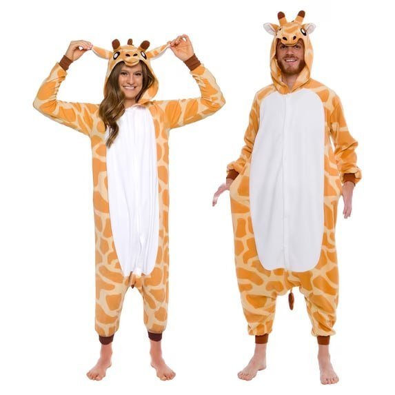 FUNZIEZ! - Giraffe Adult Unisex Novelty Union Suit Costume for Halloween - Medium