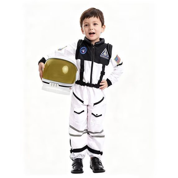 Joyfy Astronaut Costume with Helmet for Kids Toddler Boys Halloween Dress Up Party and Roly Play Cosplay 3-14 Years