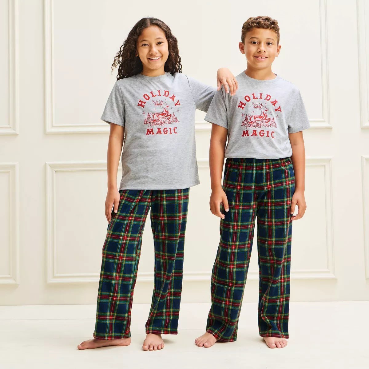 target Kids' Holiday Matching Family Pajama T-Shirt - Wondershop™ Heather Gray XS