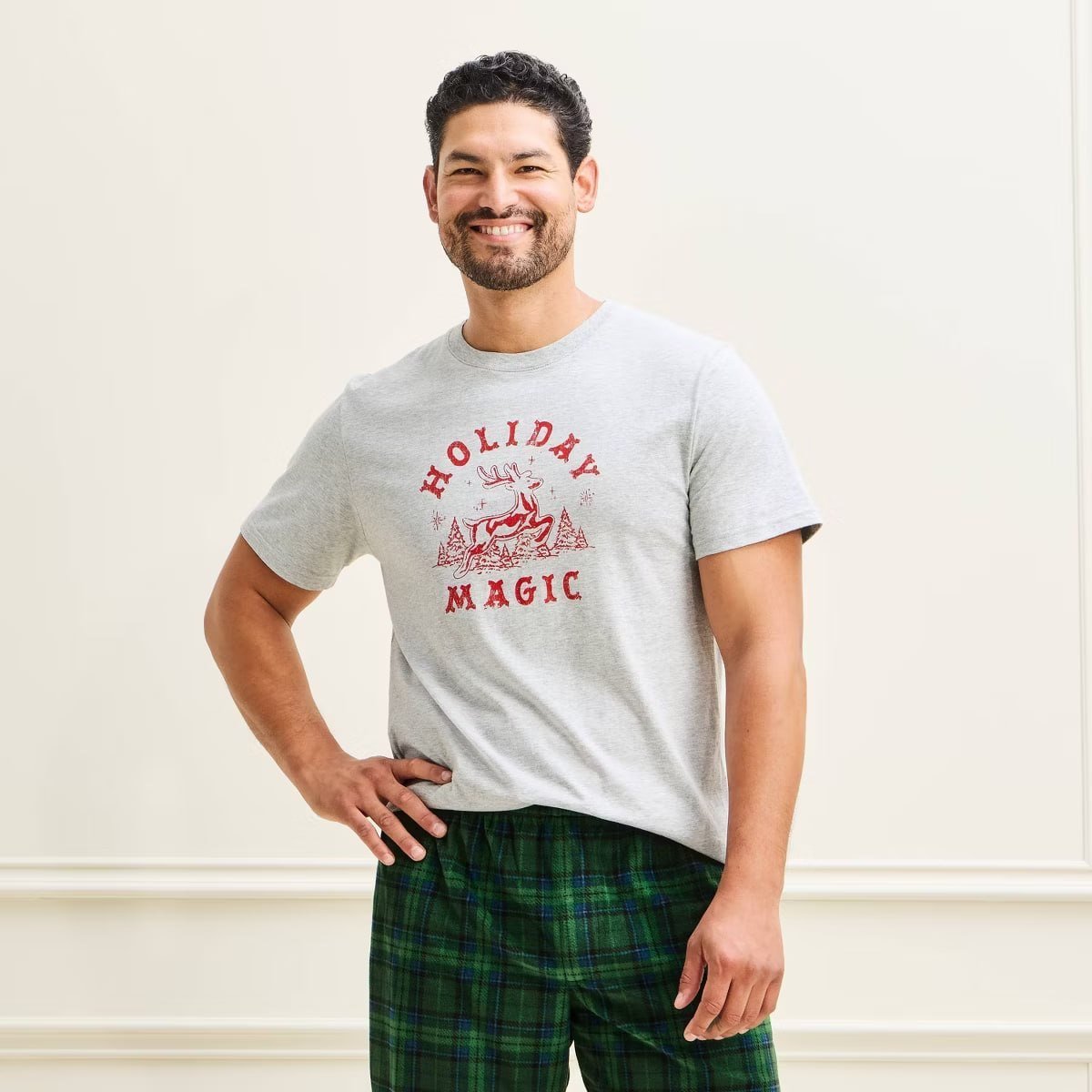target Men's Holiday Matching Family Cotton Pajama T-Shirt - Wondershop™ Heathered Gray S