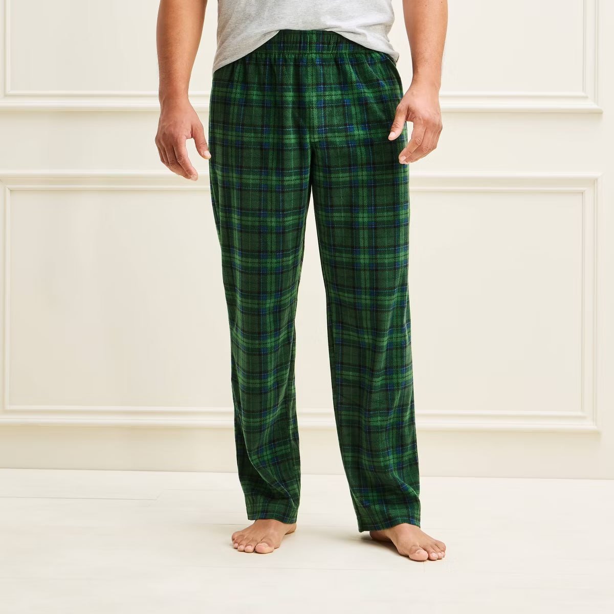 target Men's Holiday Plaid Microfleece Matching Family Pajama Pants - Wondershop™ Green S