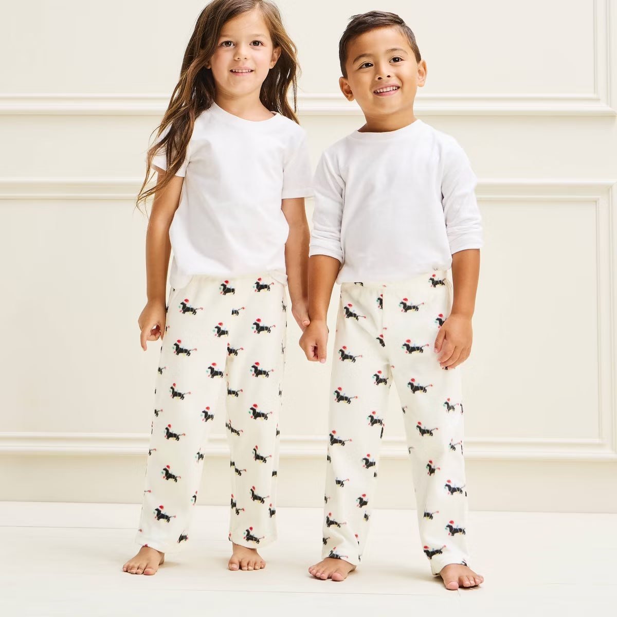 target Toddler Holiday Dachshund Microfleece Matching Family Pajama Pants - Wondershop™ Cream 12M