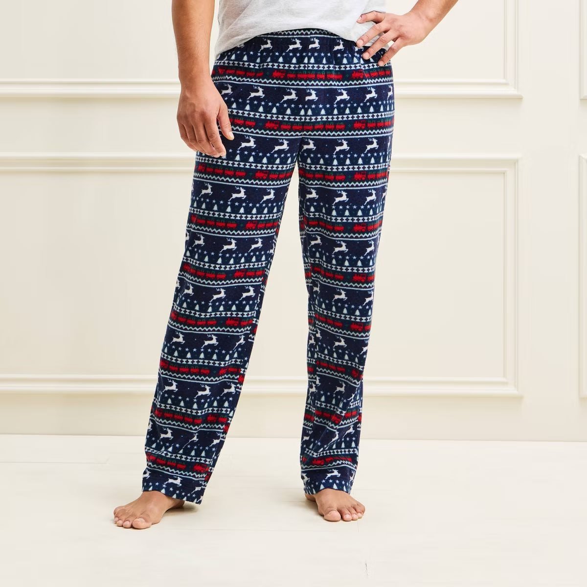 target Men's Holiday Reindeer Microfleece Matching Family Pajama Pants - Wondershop™ Navy Blue S