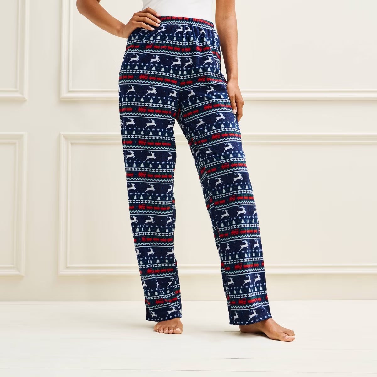 target Women's Holiday Reindeer Microfleece Matching Family Pajama Pants - Wondershop™ Navy Blue XS