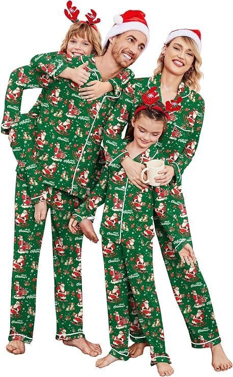 amazon Ekouaer Christmas Family Matching Pajamas Long Sleeve Button Down Pj Set