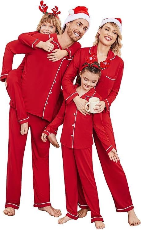 amazon Ekouaer Christmas Family Matching Pajamas Long Sleeve Button Down Pj Set