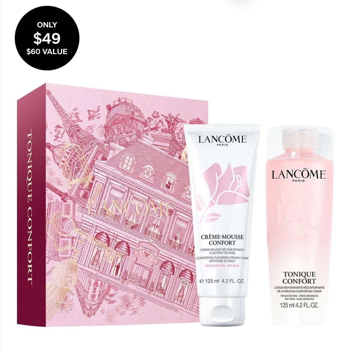 2-Piece Tonique Confort Hyaluronic Acid Toner & Crème Mousse Confort Foaming Cleanser Set
