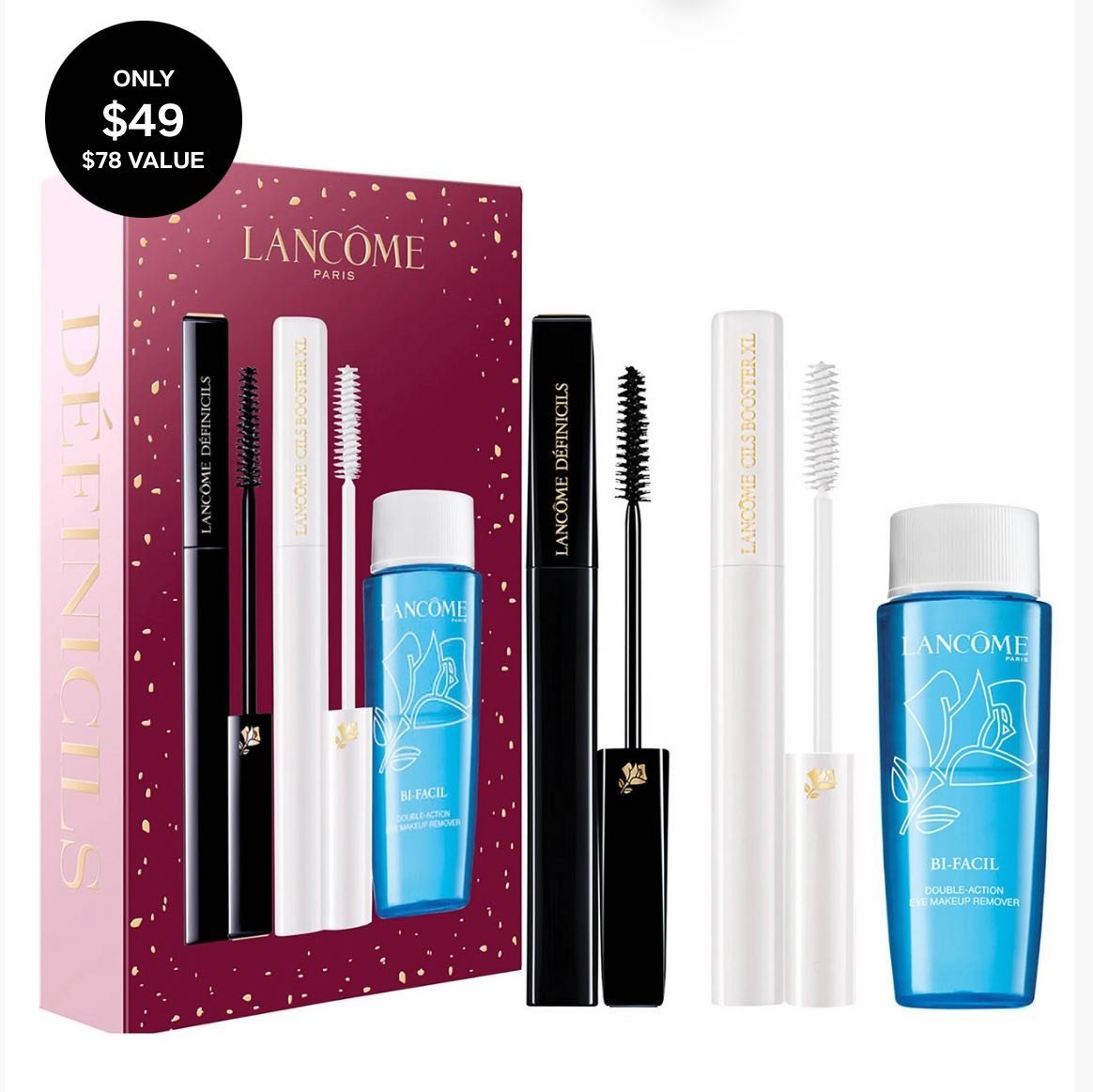 3-Piece Définicils Mascara, Cils Booster Mascara Primer & Bi-Facil Eye Makeup Remover Set