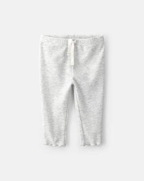 Baby Girl Pull-On Ribbed Leggings - Coral