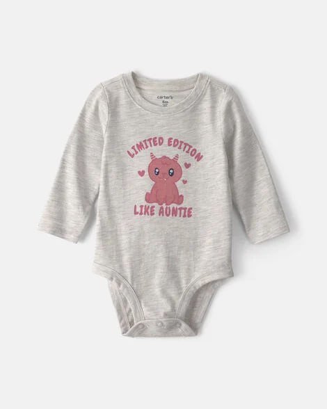 Baby Girl 'Mom's Mini' Long-Sleeve Graphic Bodysuit - Pink