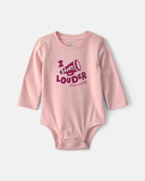 Baby Girl 'Mom's Mini' Long-Sleeve Graphic Bodysuit - Pink