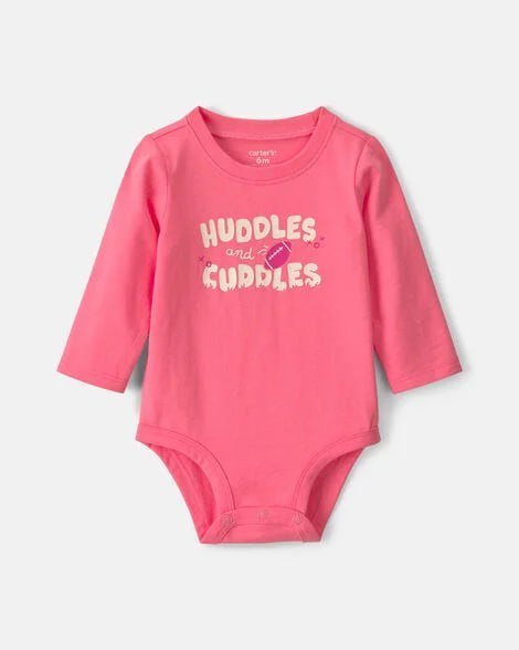 Baby Girl 'Loved To The Moon' Long-Sleeve Graphic Bodysuit - Purple