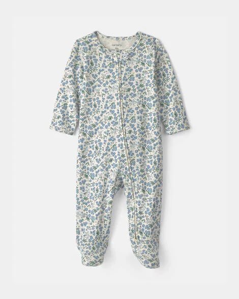Baby Girl Pets Cotton 2-Way Zip Sleep & Play Pajamas - Green