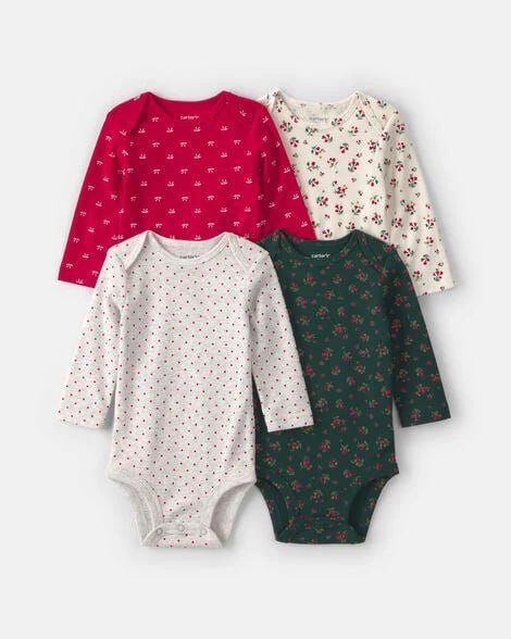 Baby Girl 4-Pack Dog Long-Sleeve Multipack Bodysuits