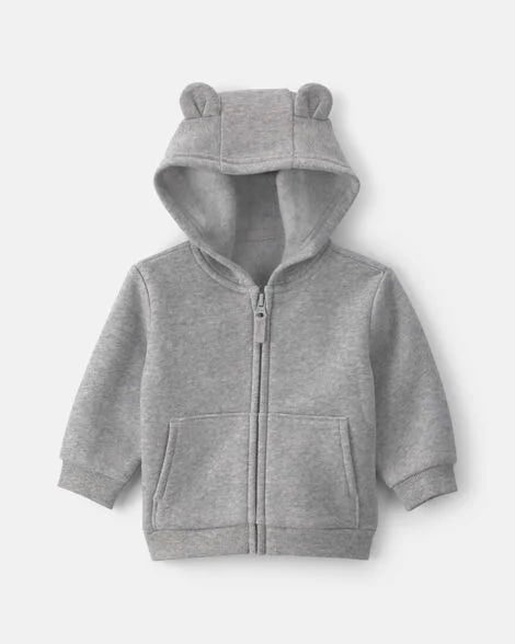 Baby Fleece Zip-Up Hoodie - Burgundy