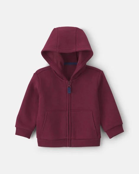 Baby Fleece Zip-Up Hoodie - Burgundy