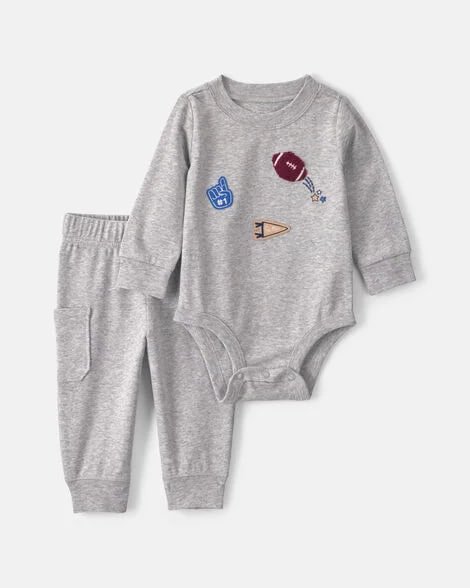 Baby Boy 2-Piece 'Lil Man' Striped Long-Sleeve Bodysuit & Pant Set - Brown