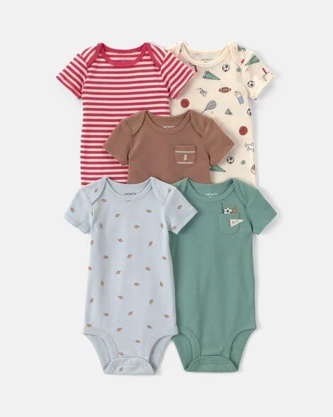 Baby Boy 5-Pack Transportation Short-Sleeve Multipack Bodysuits