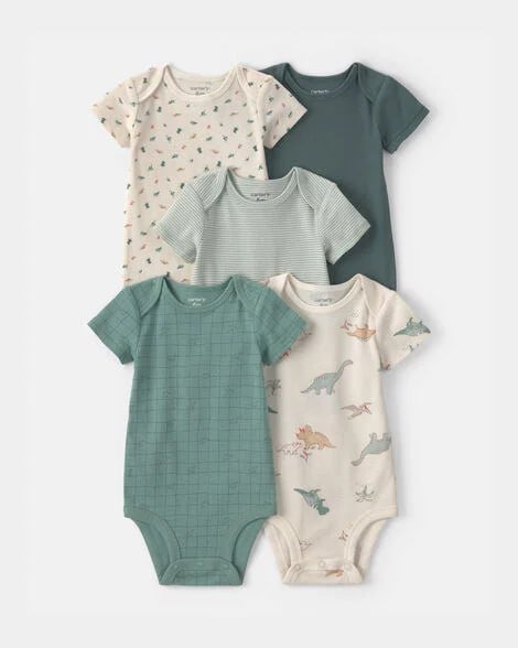 Baby Boy 5-Pack Transportation Short-Sleeve Multipack Bodysuits