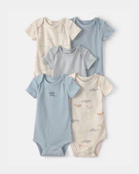 Baby Boy 5-Pack Transportation Short-Sleeve Multipack Bodysuits