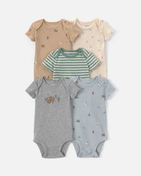 Baby Boy 5-Pack Transportation Short-Sleeve Multipack Bodysuits