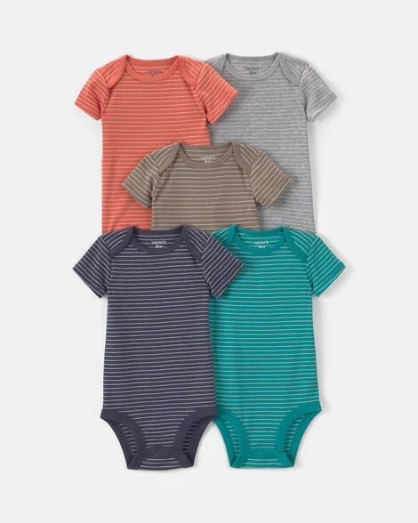 Baby Boy 5-Pack Transportation Short-Sleeve Multipack Bodysuits