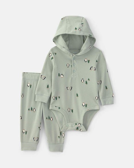 Baby Boy 2-Piece Dog Thermal Long-Sleeve Bodysuit & Pant Set - Blue