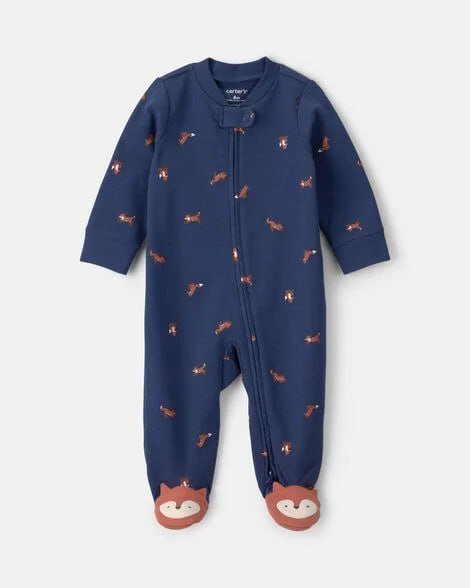 Baby Boy Dog Cotton Snap Sleep & Play Pajamas - Blue